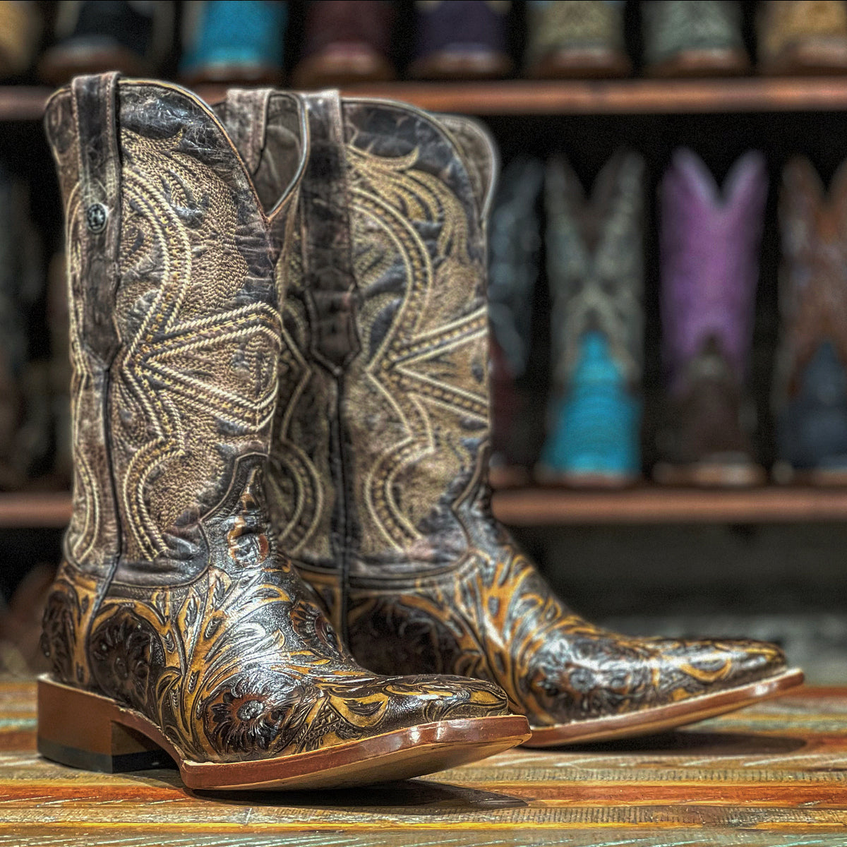 Botas de Piel Original Punta Amplia Cuadrada Color Tan - Tanner Mark Boots